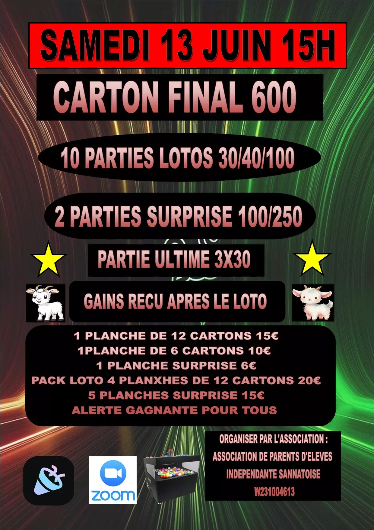 Affiche LOTO DU SAMEDI - 13 JUIN 15H