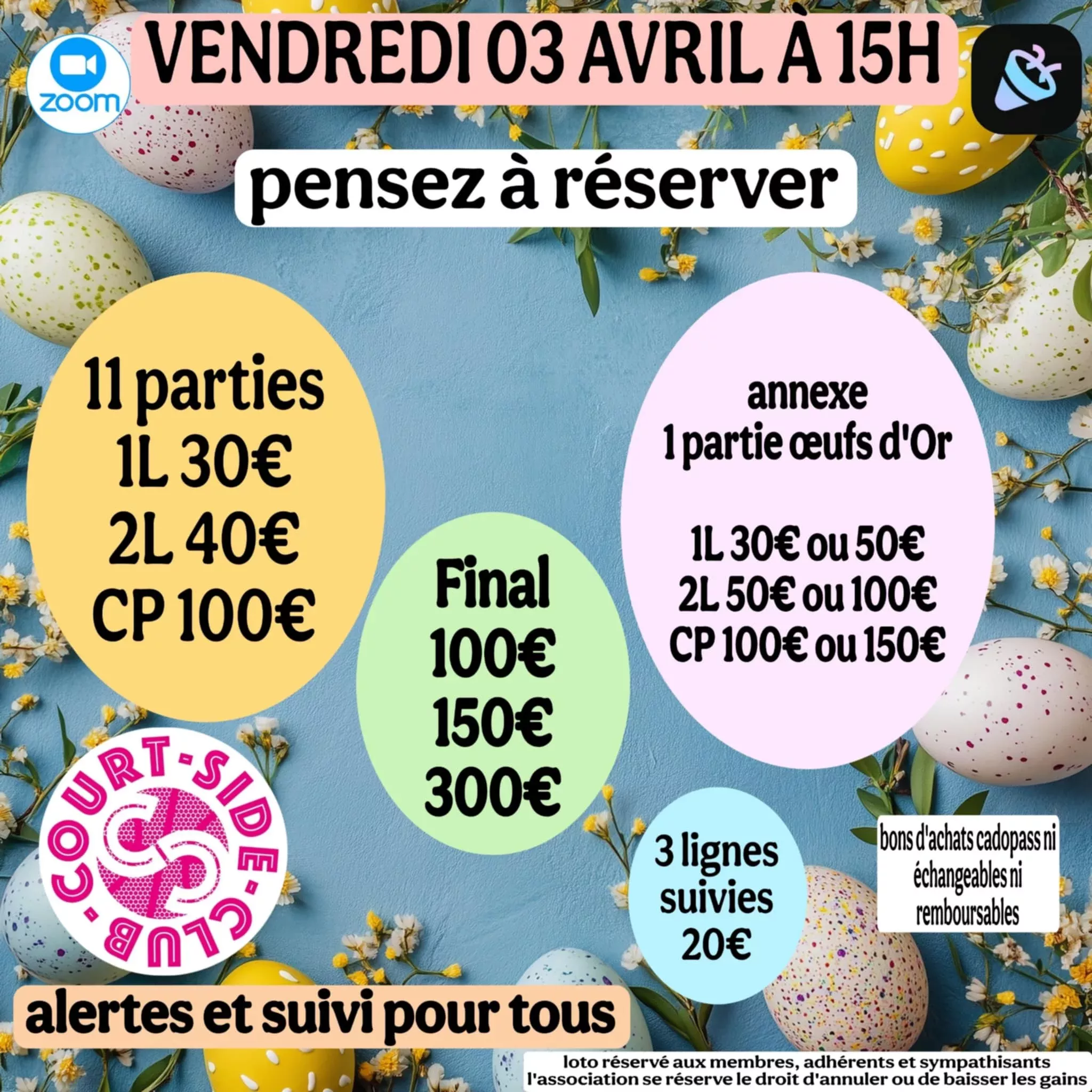 Affiche loto association courtsideclub - du vendredi 03 avril 2026