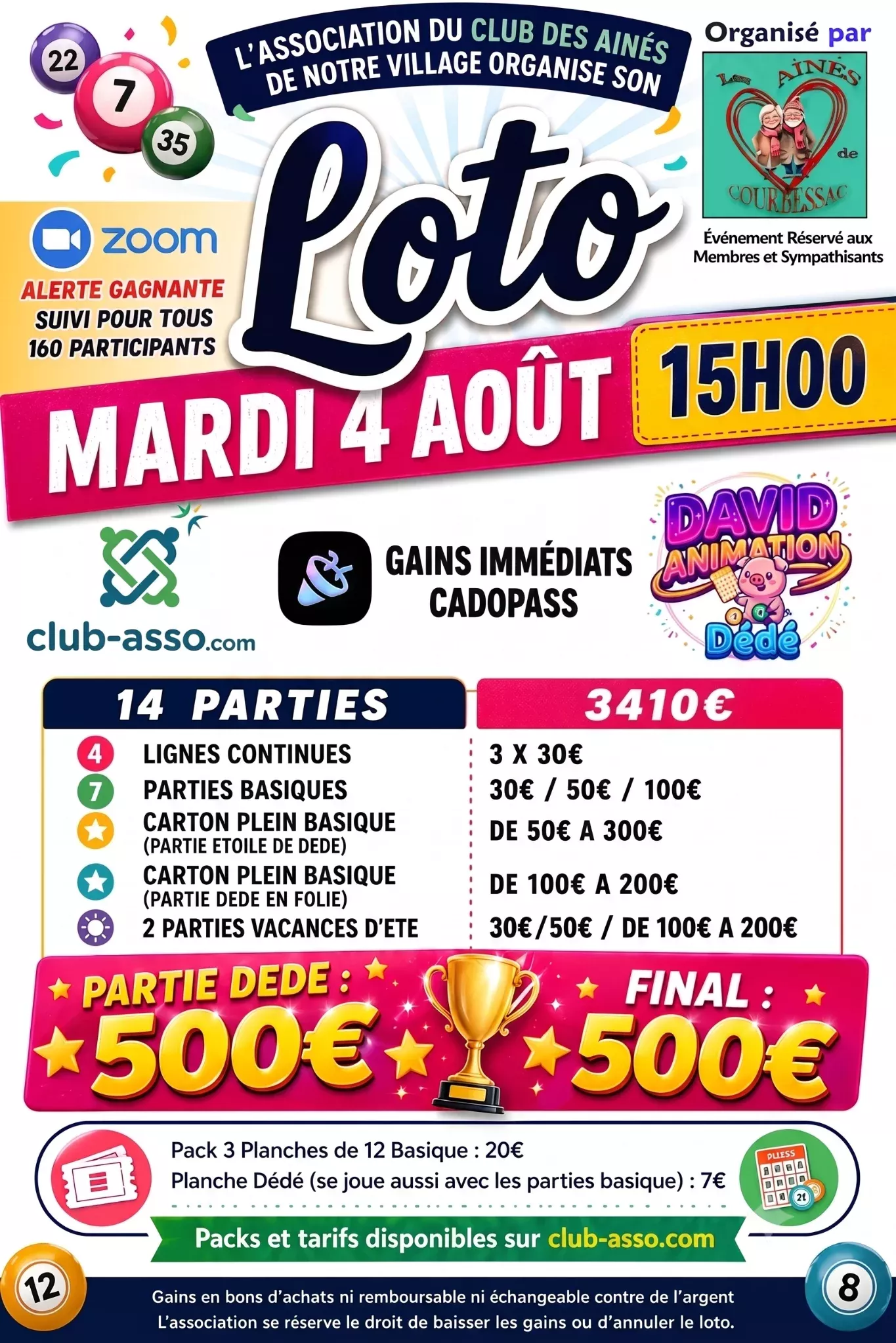 Affiche LES AINES DE COURBESSAC - Mardi 4 Aout