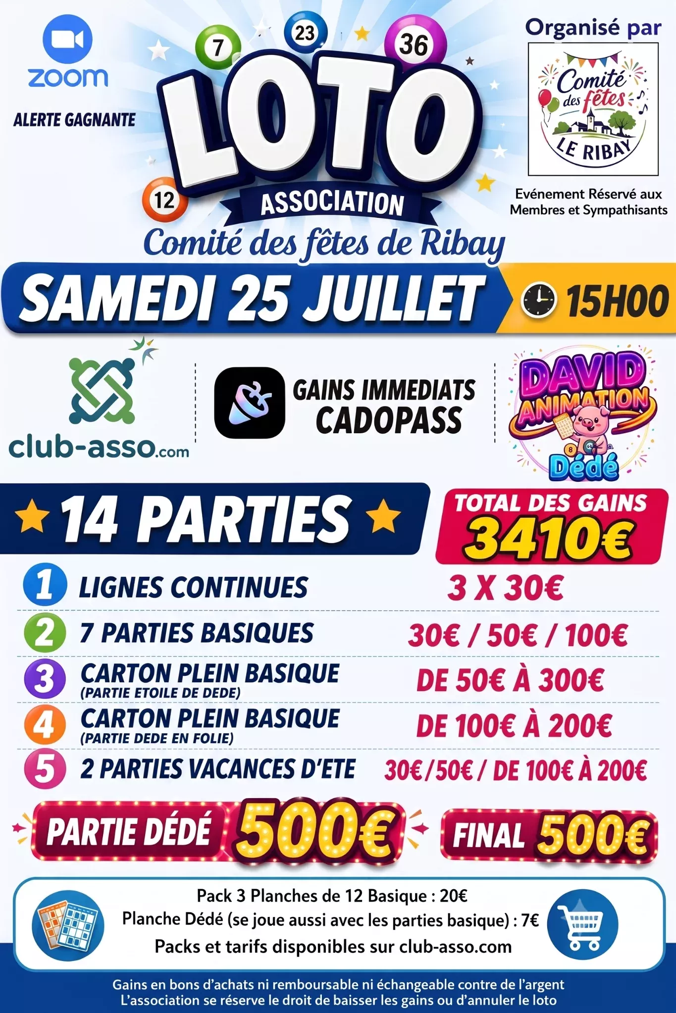 Affiche Comité des fêtes LE RIBAY - Samedi 25 Juillet