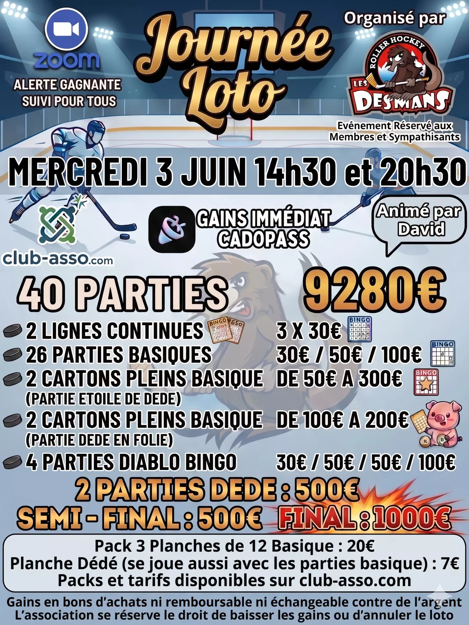 Affiche TPP Roller Hockey - Les Desmans - Mercredi 3 Juin