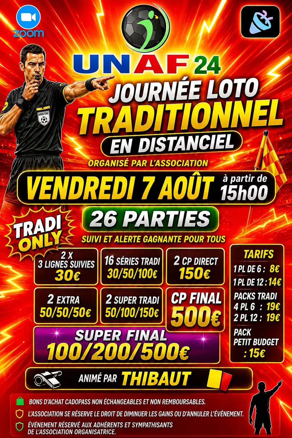 Affiche JOURNÉE LOTO DE L'UNAF 24 - VENDREDI 7 AOÛT 2026