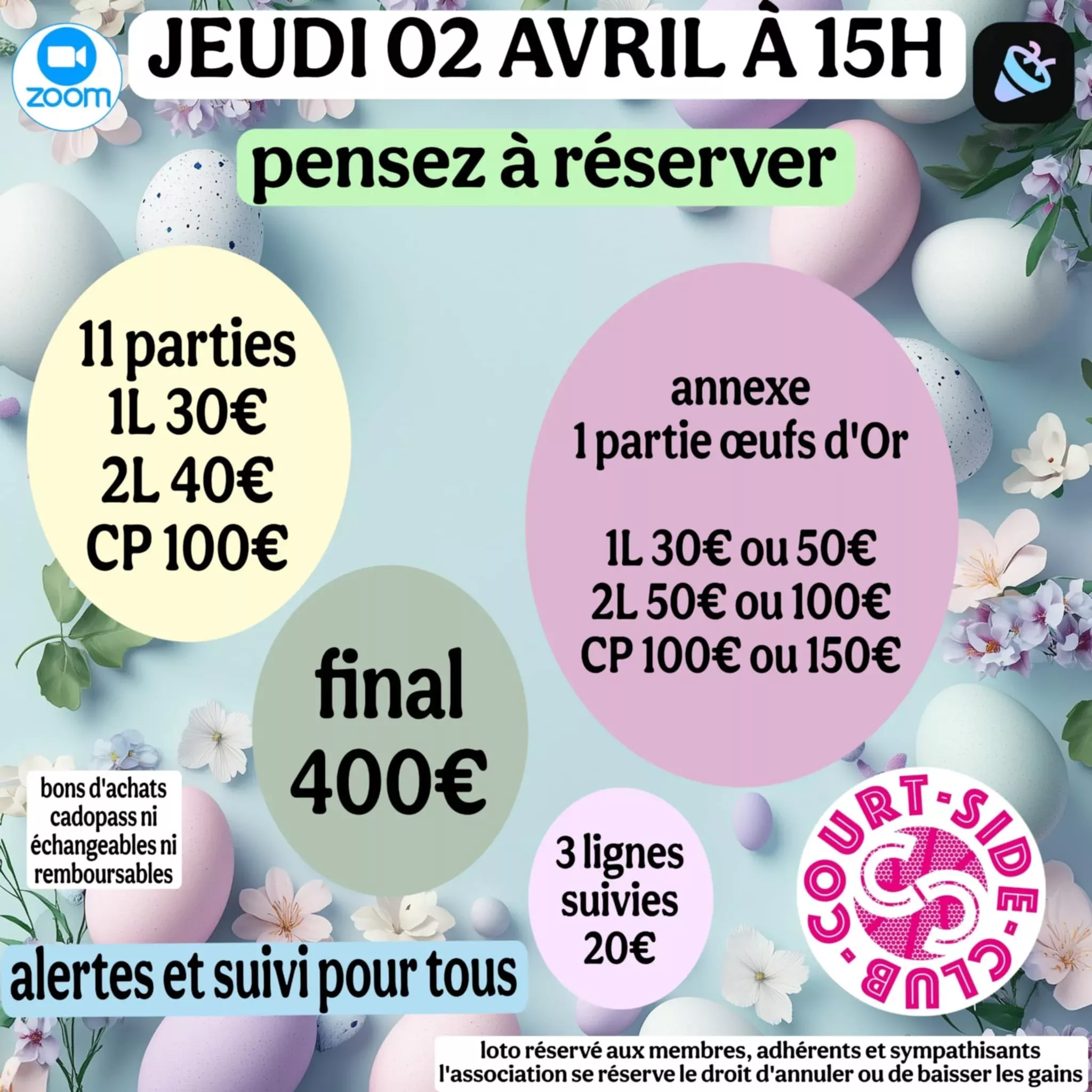 Affiche loto association courtsideclub - du jeudi 02 avril 2026